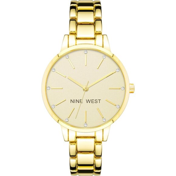 Nine West Women's Gold Tone Round Bracelet Analogue Quartz Movement Watch - Picture 1 of 3